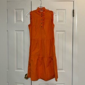 0039 Italy Orange Sleeveless Ruffle Dress women’s size xxs